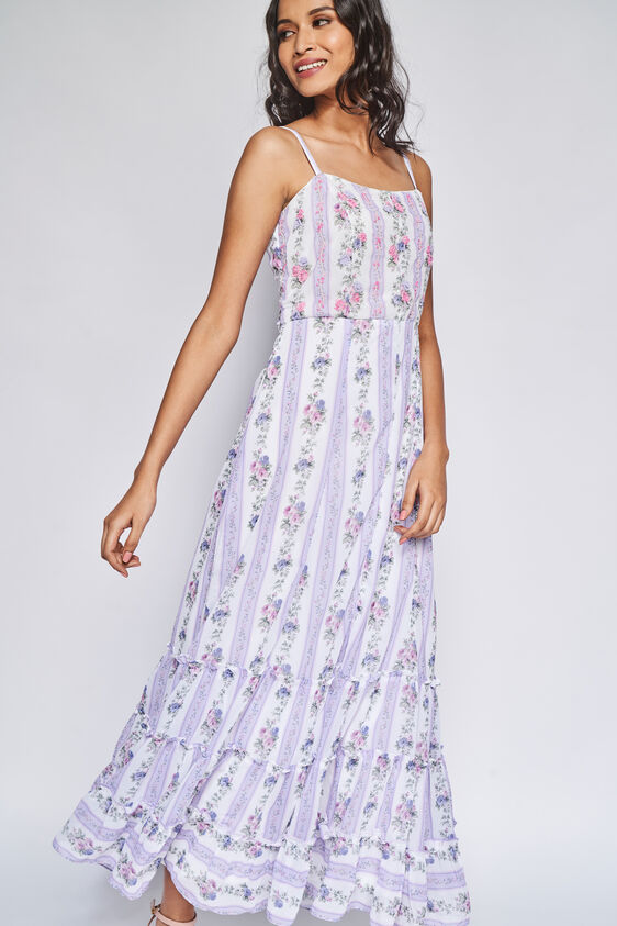 White Floral Straight Gown, White, image 2